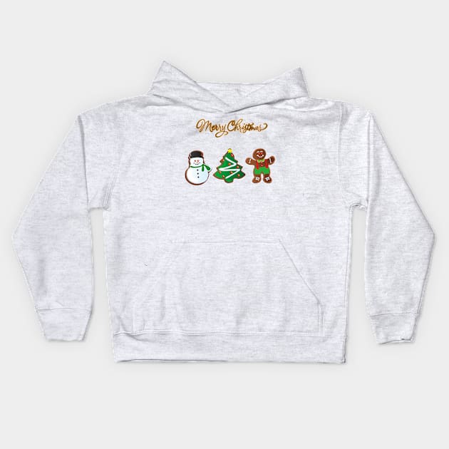 Merry Christmas Cookies Kids Hoodie by longford